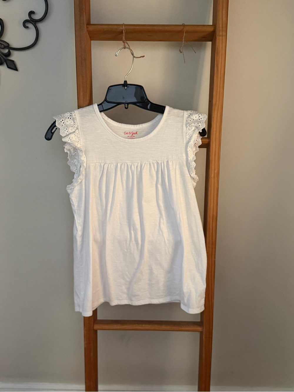 Cat & Jack White Eyelet Sleeve Girls' Blouse